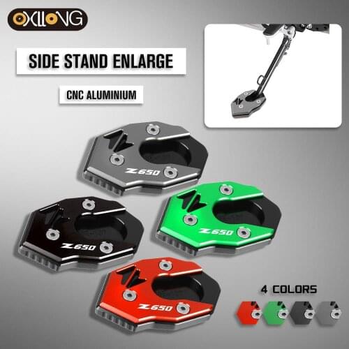 Motorcycle CNC Foot Side Stand Pad Plate Kickstand Enlarger Support Extension For KAWASAKI Z650 2017 2018 2019 2021 Z650