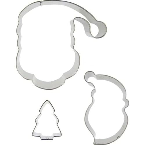 Big Christmas hat, Mini Christmas tree, Christmas hat shaped 3 piece biscuit cutting molds, cake decorating soft candy tools