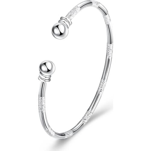 Hot Sale New Exquisite 925 Sterling Silver Woman Bangles Bracelets Nice Jewelry For Wedding Engagment