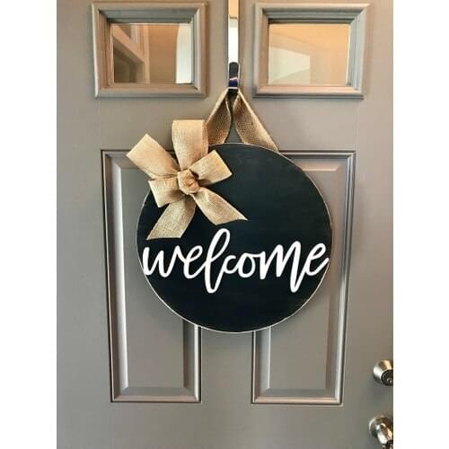 Enissimo Wood Door Ornament Welcome Wreath Black