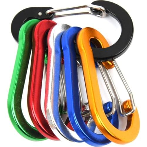 Fishing CC1 6Pcs Aluminum Alloy Carabiner Keychain Outdoor Camping Climbing Snap Clip Lock Buckle Hook Fishing Tool 6Color