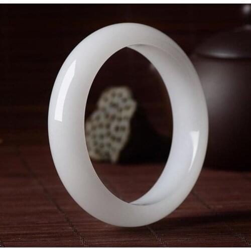 Chinese Natural Genuine White Jade Bracelet Hand-carved Bangle Fashion Charm Jewellery Accessories Amulet Men Women Lucky Gifts