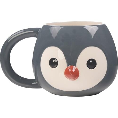 Kawaii Animal Coffee Tea Mug Kids Household Drinking Ceramic Cup Tiger Lion Cat Panda Penguin Shape Cartoon Mug