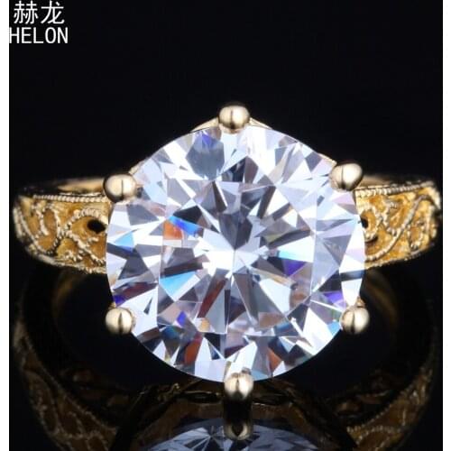 Sterling Silver 925 Round 12mm Genuine AAA Graded Cubic Zirconia Jewelry Solitaire Antique Art Deco Engagement Ring wholesale