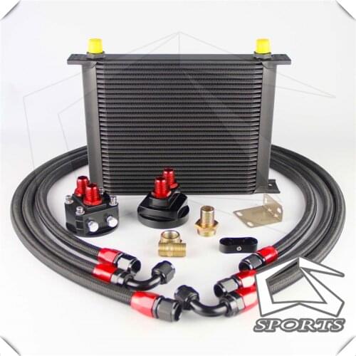 30 Row AN8 Engine Oil Cooler + 3/4*16 & M20 Filter Relocation Adapter Kit