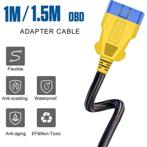 MRCARTOOL 150/100CM Car OBDII Car Diagnostic Extender Cord Adapter 16 Pin Male to Female Extension Cable For M3 Head-Up Display
