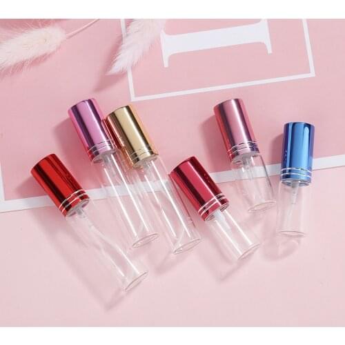MUB 10ml 20pcs Refillable Glass Perfume Bottle Colored Aluminum Sprayer Empty Cosmetics Container Perfume Atomizer High Quality