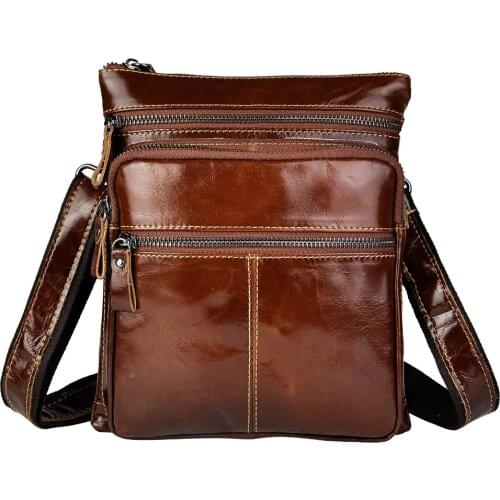 Real Leather Male Fashion messenger bag cowhide Casual Design Crossbody One Shoulder bag School Book Bag 305
