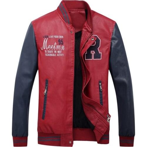 2020 new mens leather jacket Warm and comfortable mens coat Casual plus size patchwork jacket