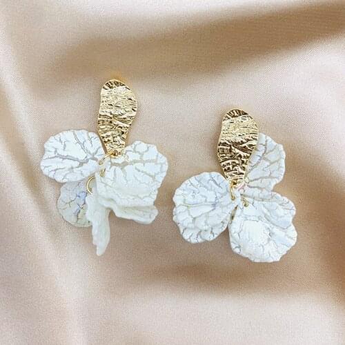 JOUVAL New Korean Japan Sweet Drop Earrings For Women Girls Fashion Brincos FemalePetal Shell Elegant Cute Jewelry 2021 Gifts