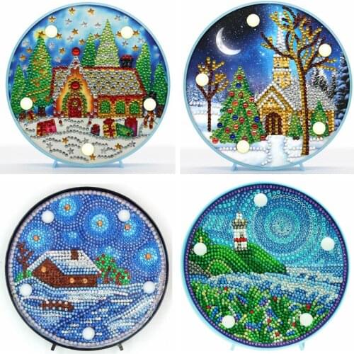 New lamp DIY LED Diamond Painting Night Light Christmas Snow landscape Cross Stitch Embroidery Special Shape Wedding Decoration