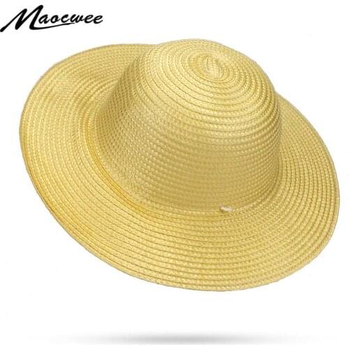 2018 summer ladies mens UV protection travel cap ladies side soft plastic wide straw hat beach sun hat female sun hat