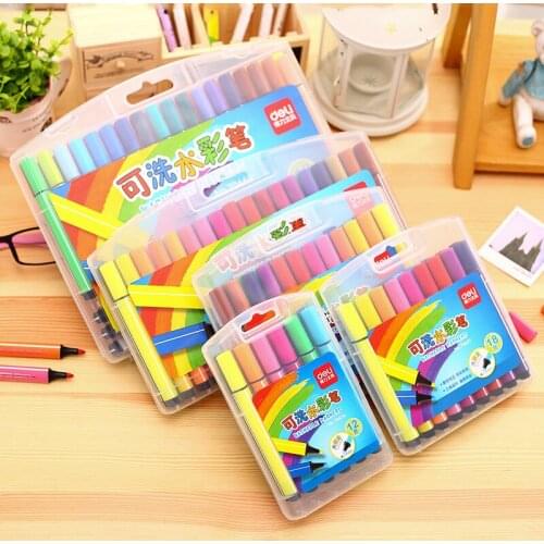 Deli 12 18 24 36 48 colors waterColor Pen Art Fine Professional Drawing pen stationer Water color Pen Art Crayons students