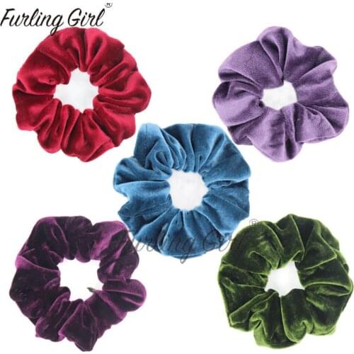 Furling Girl 1 Piece Korean Velvet Elastic Hair Bands Solid Color Velours Hair Scrunchies for Women Simple Hair Accessories