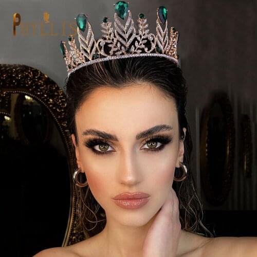 A118 Luxury Crystal Bridal Tiaras Crown Big Wedding Hair Jewelry Headwear Vintage Baroque Headbands Women Prom Pageant Headdress