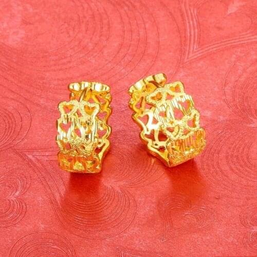 2 Row Hollow Heart Hoop Earrings 18K Gold Trendy Womens Huggie Earrings Fashion Jewelry Gift