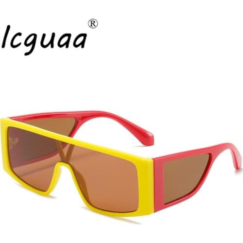 Oversized Sunglasses Steampunk Square Big Frame Sunglasses Stitch Color Frames Goggles One Piece Gafas Oculos Sunglasses