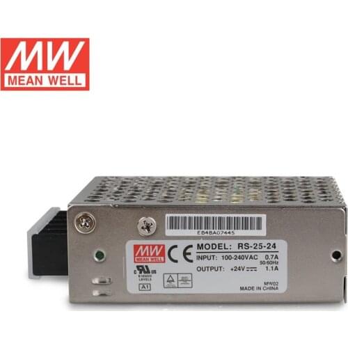 MEAN WELL RS-25-24 25W 24V Switching Power Supply 110V/220V AC to 24V DC 1.1A Power Unit 5G Viberation Compact Size