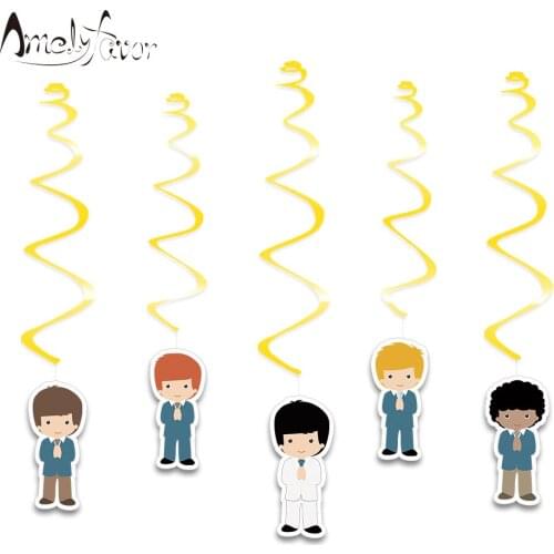 My Frist Communion Theme Ceiling Hanging Swirl Decoration Series 1 Boys Cutout Party Decorations Supplies Event Party Supplies