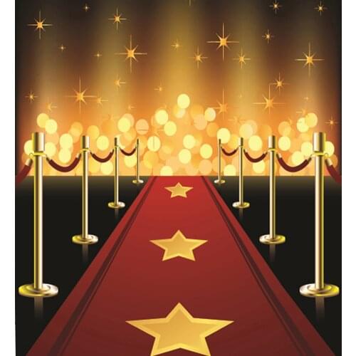 VinylBDS Photography Backdrops Gold Five-Pointed Star Red Carpet Kate Backgrounds For Photography Studio
