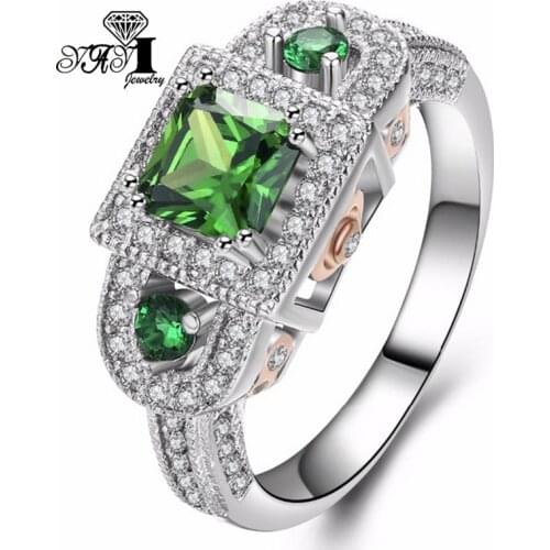 YaYI Jewelry Fashion Princess Cut 3.4 CT White Zircon Silver Color Engagement Rings wedding Rings Party Rings