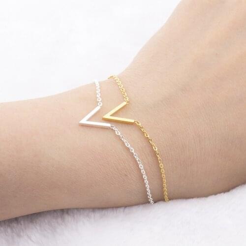 Letter V Bracelets For Women Simple Charm Jewelry Stainless Steel Chain Friendship Initial Bracelet Femme Bijouterie Pulseira