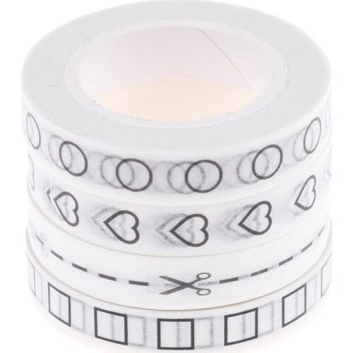 1 PCS DIY Hand Tear Adhesive Paper Tape Book Diary Creative Black Love Heart Washi Tape High Sticky Masking Tape Office Supply
