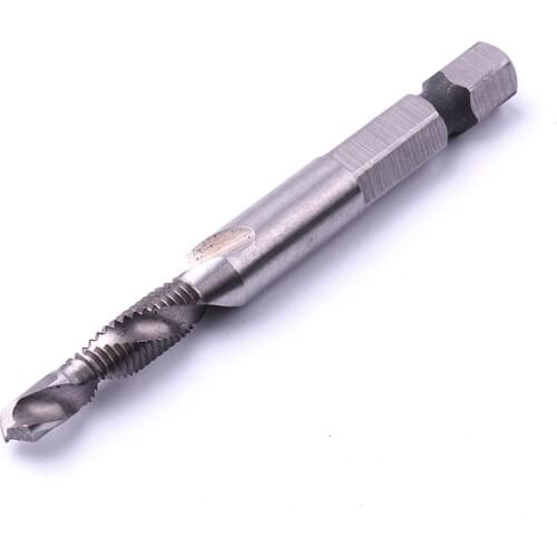1pcs Metric Composite tap drill bit Spiral screw tap Hex shank HSS Tools M5/M6