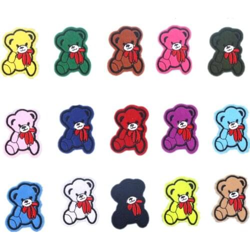 100pcs/lot Embroidery Patches Cartoon Bear Animal Kids Clothing Decoration Sewing Accessories Diy Iron Heat Transfer Applique