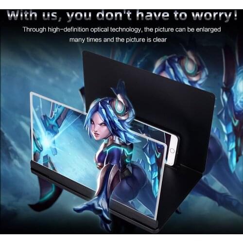 12/14inch 3D Mobile Phone Screen Magnifier HD Video Amplifier Stand Bracket Lazy Bracket Rurved Screen Protable Phone Holder