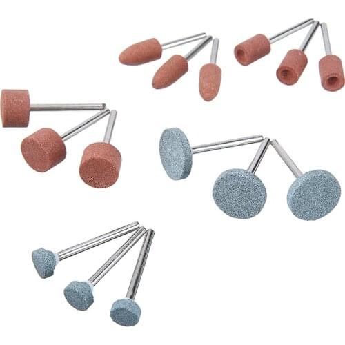 15pcs 1/8'' Shank Mini Grinding Wheel Corundum Rotary Tool Grinding Stone Abrasive Grinding Bits For Steel Sharpening