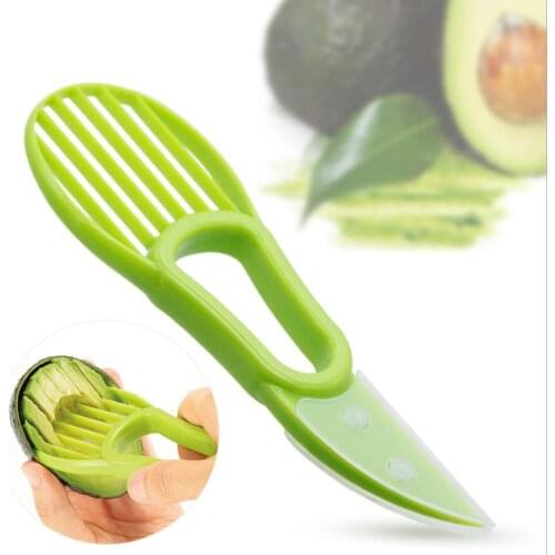 3 In 1 Avocado Slicer Shea Corer Butter Fruit Peeler Cutter Pulp Separator Plastic Knife Kitchen Vegetable Tools Kitchen Gadgets