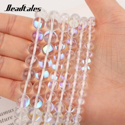 6/8/10mm Natural Round Stone Beads Shiny Transparent Glitter Moonstone For DIY Making Bracelet Necklace Jewelry Beadtales