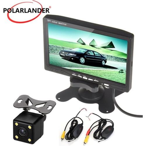 7 Inch TFT LCD Color Display Screen Car Monitor +4 LED rear view camera +wireless receiver transmitter kit