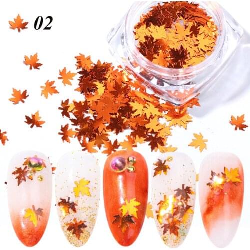 Nail Glitter Maple Leaf Nail Sequins Glitter Style Symphony Gradient Maple Leaf Decoration 3d Nail Art Sequin Nails Thanksgiving