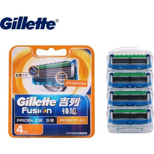 Gillette Fusion Proglide Power Razor Blades Electric Razor Shaving Blades for Men Face Care Replacement Heads on Razors 4 Pcs