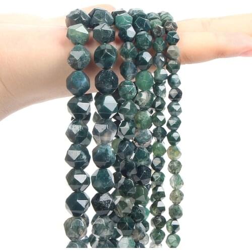 Natural Stone Beads Faceted Water Grass Stone Round Loose Spacer Beads for Jewelry Making DIY Bracelets Accessories 6/8/10MM