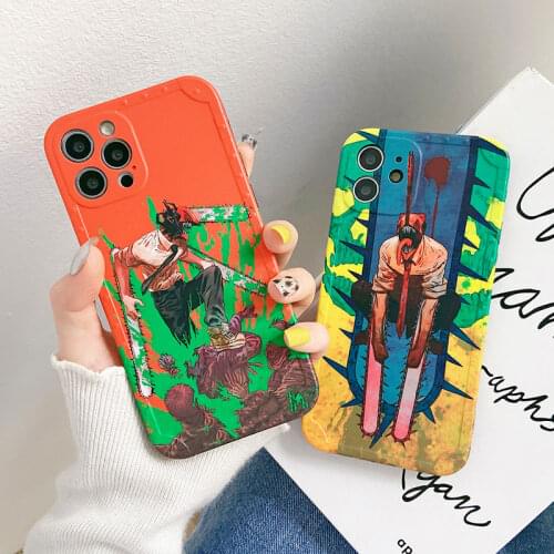 Cute Cartoon Chainsaw Man Pattern Phone Case For IPhone 12 Pro Max 11 X XS XR XSMAX SE 2020 7 8 Plus Shockproof Silicone Cover