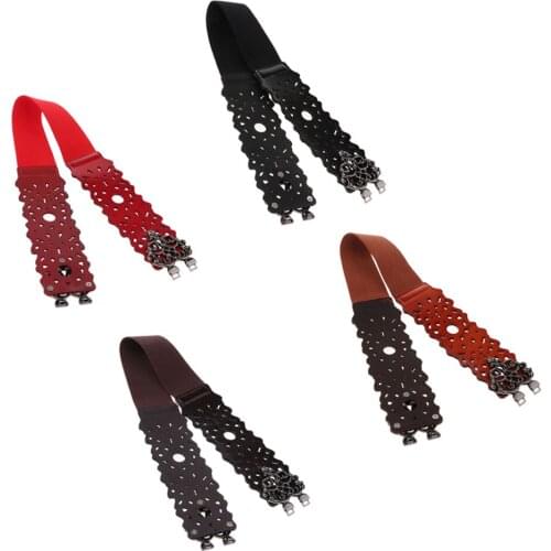 Women Pu Leather Waist Belt Interlock Hook Designed Buckle Wide Waist Belt Elastic Stretch Waist Band