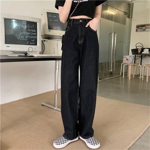 HziriP Wide Leg Light Washed Denim New Female Casual Women Loose 2021 Streetwear Jeans All Match Korean Straight Full Trousers