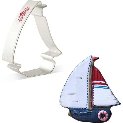 KENIAO Ocean Sailboat Cookie Cutter Nautical Cookie Mould for Kids - Biscuit / Pastry /Bread Cutter - 7.7x9.4cm- Stainless Steel