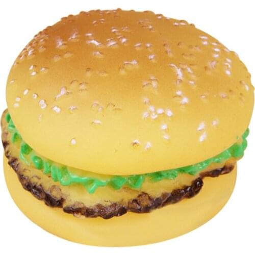 Legendog Bite Resistant Dog Chew Toy Dog Squeaky Toy Plastic Pet Bite Toy Hamburger Shaped Dog Toy Puppy Interactive Pet Toy