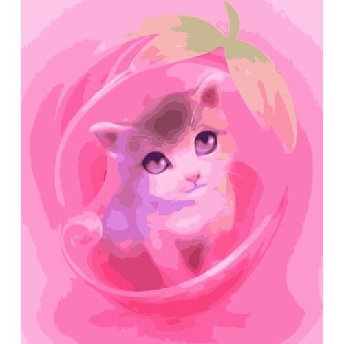 MaHuaf-i607 Dream color cute cat DIY painting by Numbers animal Hand-painted canvas oil paintings for Children Room home Decor