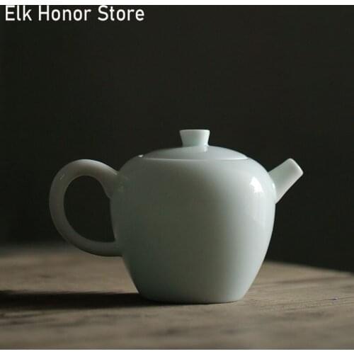 200ml Japanese Style Misty Blue Small Kettle Household Pure And Fresh Celadon Teapot Personal Handmade Jade Porcelain Pot