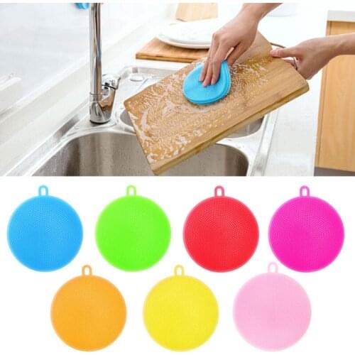 Multifunction Silicone Sponge Bowl Cleaning Brush Silicone Scouring Pad Silicone Dish Sponge Kitchen Pot Cleaner Washing Tool