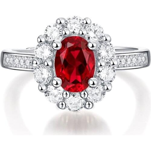 Trendy 925 Sterling Silver Oval Lab Grown Ruby Engagement Rings for Women Fine S925 Jewelry Ruby Gemstone Ring Valentines Gift