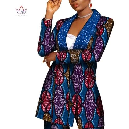 2021 New BintaRealWax African Clothes for Women African Blzaer Lady Top Coat Print Wax Work Wedding Party WY8883