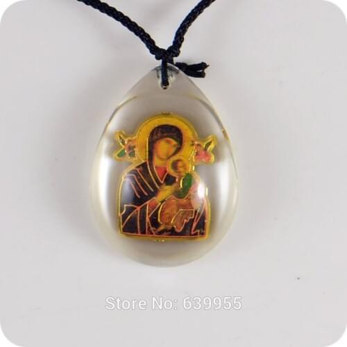 NEW the Virgin Mary holding the Christ child Glass Pendant Necklace Catholic Christan Orthodox Fashion Religious jewelry