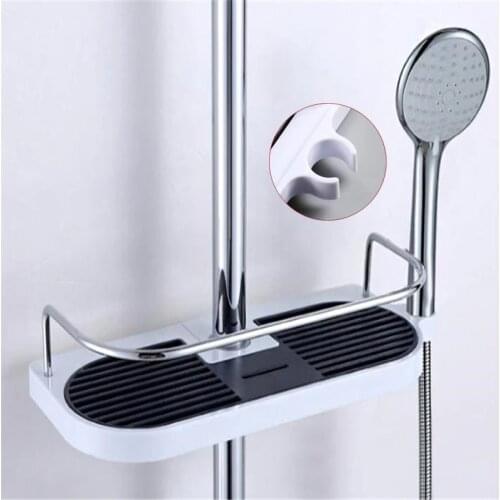 Punch-free Bathroom Storage Rack Removable Shower Lift Bar Shower Head Holder Makeup Shampoo Storage Shelves Shower Organizer