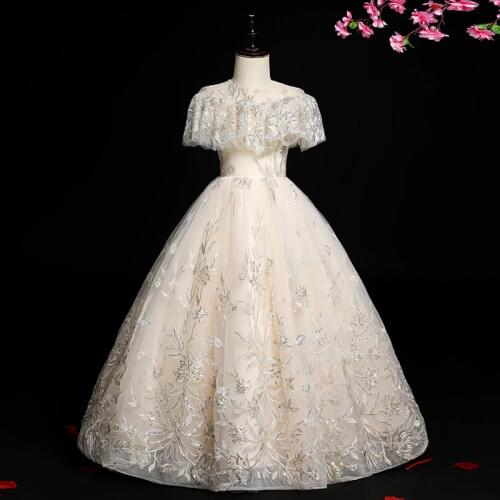 Girl First Communion Dresses for Kids Wedding Bridesmaid Dress Girls Elegant Pageant Ball Gown Children Sequin Embroidery Robe